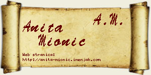 Anita Mionić vizit kartica